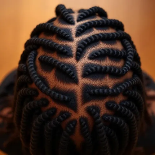 Freshly retwisted locs, overhead