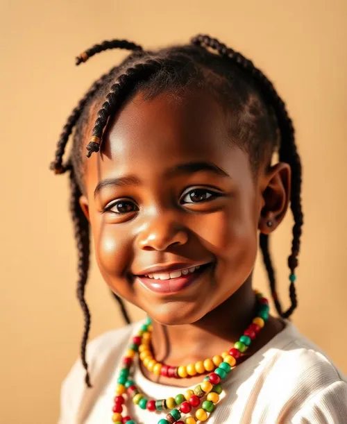 Young client with stitch braids and beads